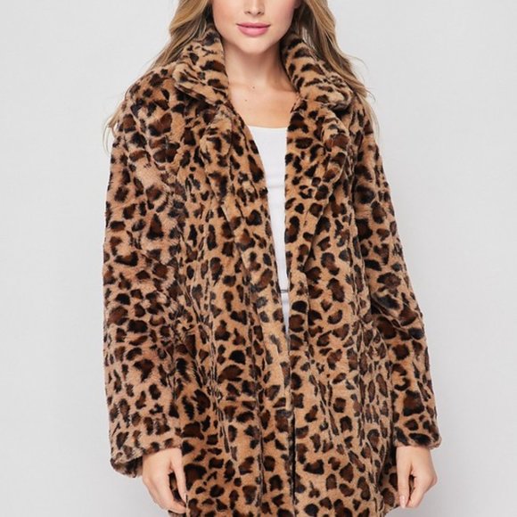 NEW WOMENS FAUX FUR SUPER SOFT LEOPARD TEDDY JACKET - Picture 8 of 9